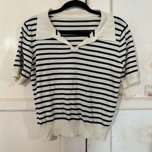 Striped Black and White Women's Top